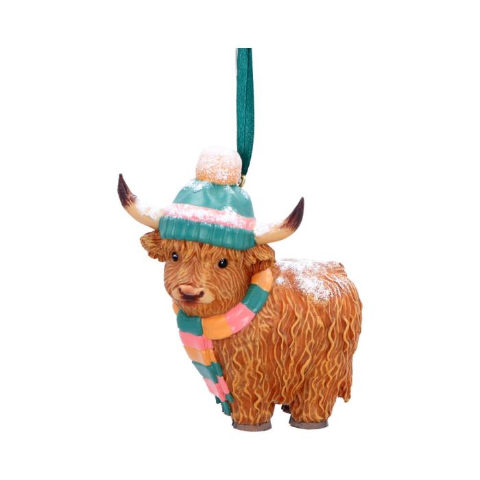 Winter Highland Cow Snowfall Hanging Ornament main product photo