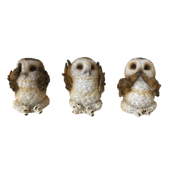 Three Wise Brown Owls 7.5cm Owls Statues Small (Under 15cm)